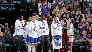 SACRAMENTO, CA - NOVEMBER 19: The Sacramento Kings looks on against the Phoenix Suns on November 19, 2019 at Golden 1 Center in Sacramento, California. NOTE TO USER: User expressly acknowledges and agrees that, by downloading and or using this Photograph, user is consenting to the terms and conditions of the Getty Images License Agreement. Mandatory Copyright Notice: Copyright 2019 NBAE (Photo by Rocky Widner/NBAE via Getty Images)