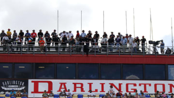 DARLINGTON, SC - SEPTEMBER 01: Spotters line up on top of the grandstands during qualifying for the 69th annual Bojangles Southern 500 on Saturday September 1, 2018 at Darlington Raceway in Darlington South Carolina (Photo by Jeff Robinson/Icon Sportswire via Getty Images)