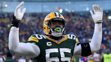 GREEN BAY, WISCONSIN - DECEMBER 15: Outside linebacker Za'Darius Smith #55 of the Green Bay Packers walks off the field after the 21-13 win over the Chicago Bears at Lambeau Field on December 15, 2019 in Green Bay, Wisconsin. (Photo by Stacy Revere/Getty Images)