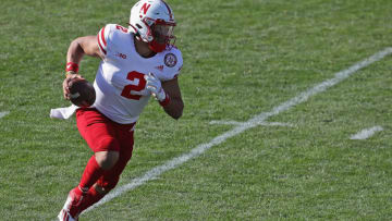 EVANSTON, ILLINOIS - NOVEMBER 07: Adrian Martinez #2 of the Nebraska Cornhuskers runs against the Northwestern Wildcatsat Ryan Field on November 07, 2020 in Evanston, Illinois. (Photo by Jonathan Daniel/Getty Images)