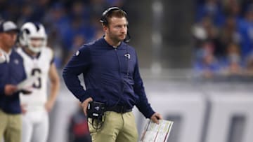 DETROIT, MI - DECEMBER 02: Head coach Sean McVay of the Los Angeles Rams watches his team against the Detroit Lions during the first half at Ford Field on December 2, 2018 in Detroit, Michigan. (Photo by Gregory Shamus/Getty Images)
