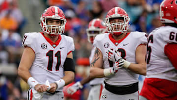 JACKSONVILLE, FL - OCTOBER 28: Georgia Bulldogs quarterback Jake Fromm (11) looks to the sidelines for a play call during the game between the Georgia Bulldogs and the Florida Gators on October 28, 2017 at EverBank Field in Jacksonville, Fl. (Photo by David Rosenblum/Icon Sportswire via Getty Images)