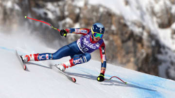 CORTINA D'AMPEZZO, ITALY - JANUARY 18: Alice Merryweather of USA in action during the Audi FIS Alpine Ski World Cup Women's Downhill Training on January 18, 2018 in Cortina d'Ampezzo, Italy. (Photo by Christophe Pallot/Agence Zoom/Getty Images)
