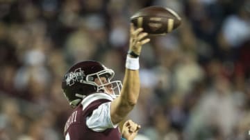 STARKVILLE, MISSISSIPPI - OCTOBER 16: Quarterback Will Rogers #2 of the Mississippi State Bulldogs throws a pass during their game against the Alabama Crimson Tide at Davis Wade Stadium on October 16, 2021 in Starkville, Mississippi. (Photo by Michael Chang/Getty Images)