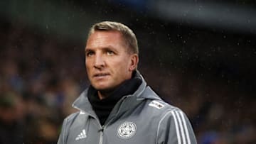 BRIGHTON, ENGLAND - NOVEMBER 23: Brendan Rodgers, Manager of Leicester City looks on prior to the Premier League match between Brighton & Hove Albion and Leicester City at American Express Community Stadium on November 23, 2019 in Brighton, United Kingdom. (Photo by Bryn Lennon/Getty Images)