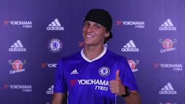 COBHAM, ENGLAND - AUGUST 31: David Luiz is unveiled as Chelsea's new signing at Chelsea Training Ground on August 31, 2016 in Cobham, England. (Photo by Chelsea Football Club/Chelsea FC via Getty Images)