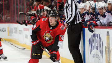 OTTAWA, ON - FEBRUARY 22: Filip Chlapik #78 of the Ottawa Senators skates against the Columbus Blue Jackets at Canadian Tire Centre on February 22, 2019 in Ottawa, Ontario, Canada. (Photo by Matt Zambonin/NHLI via Getty Images)