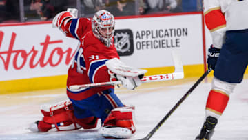 MONTREAL, QC - MARCH 26: Montreal Canadiens goaltender Carey Price (31) makes a save during the third period of the NHL game between the Florida Panthers and the Montreal Canadiens on March 26, 2019, at the Bell Centre in Montreal, QC (Photo by Vincent Ethier/Icon Sportswire via Getty Images)