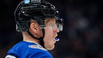 Dec 9, 2022; Columbus, Ohio, USA; Columbus Blue Jackets left wing Patrik Laine (29) skates during a stop in play against the Calgary Flames in the third period at Nationwide Arena. Mandatory Credit: Aaron Doster-USA TODAY Sports