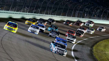 HOMESTEAD, FLORIDA - NOVEMBER 15: NASCAR Truck Series racing in the 2019 Ford EcoBoost 200 at Homestead-Miami Speedway (Photo by Brian Lawdermilk/Getty Images)