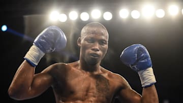 Belfast , Ireland - 21 April 2018; Zolani Tete celebrates after winning his WBO Bantamweight Championship bout against Omar Andres Narvaez at the Boxing in SSE Arena Belfast event in Belfast. (Photo By David Fitzgerald/Sportsfile via Getty Images)