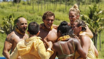 "I'm Not Crazy, I'm Confident" - Joe Mena, Mike Zahalsky, Cole Medders, Desiree Williams, Jessica Johnston, and Roark Luskin on SURVIVOR, themed Heroes vs. Healers vs. Hustlers. The Emmy Award-winning series returns for its 35th season premiere on, Wednesday, September 27 (8:00-9:00 PM, ET/PT) on the CBS Television Network. Photo: Robert Voets/ÃÂ©2017 CBS Broadcasting Inc. All Rights Reserved