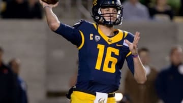 Nov 14, 2015; Berkeley, CA, USA; California Golden Bears quarterback Jared Goff (16) passes the ball against the Oregon State Beavers during the first quarter at Memorial Stadium. Mandatory Credit: Kelley L Cox-USA TODAY Sports
