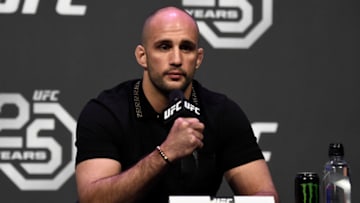 LAS VEGAS, NV - DECEMBER 29: Light heavyweight title challenger Volkan Oezdemir interacts with media during the UFC 220 press conference inside T-Mobile Arena on December 29, 2017 in Las Vegas, Nevada. (Photo by Jeff Bottari/Zuffa LLC/Zuffa LLC via Getty Images)