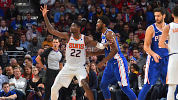 Deandre Ayton Joel Embiid Phoenix Suns (Photo by Jesse D. Garrabrant/NBAE via Getty Images)