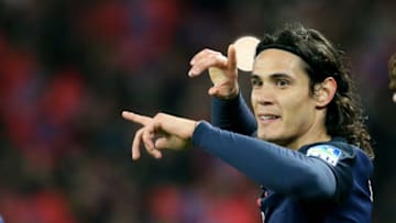 PARIS, FRANCE - DECEMBER 16: Edinson Cavani of Paris Saint-Germain celebrates his goal during the French League Cup between Paris Saint-Germain and AS Saint Etienne at Parc Des Princes on december 16, 2015 in Paris, France. (Photo by Xavier Laine/Getty Images)