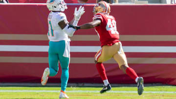 Miami Dolphins wide receiver DeVante Parker (11) catches a touchdown pass against San Francisco 49ers cornerback Brian Allen (48) Mandatory Credit: Kyle Terada-USA TODAY Sports