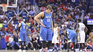 Nov 23, 2016; New Orleans, LA, USA; Minnesota Timberwolves forward Nemanja Bjelica (88) walks down the court after a penalty during the game against the New Orleans Pelicans at the Smoothie King Center. New Orleans won 117-96. Mandatory Credit: Matt Bush-USA TODAY Sports