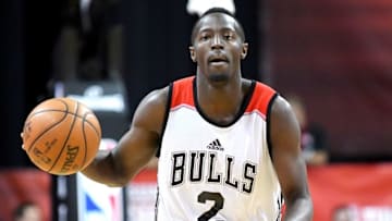 Jul 18, 2016; Las Vegas, NV, USA; Chicago Bulls guard Jerian Grant (2) dribbles the ball during the NBA Summer League final against the Minnesota Timberwolves at Thomas & Mack Center. Mandatory Credit: Stephen R. Sylvanie-USA TODAY Sports