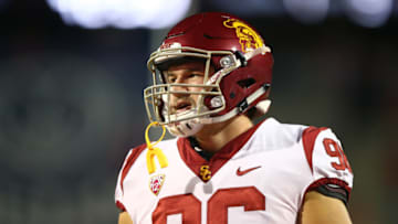Sep 29, 2018; Tucson, AZ, USA; Southern California Trojans defensive lineman Caleb Tremblay (96) against the Arizona Wildcats at Arizona Stadium. Mandatory Credit: Mark J. Rebilas-USA TODAY Sports
