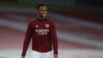 LONDON, ENGLAND - NOVEMBER 08: Gabriel Magalhaes of Arsenal during the Premier League match between Arsenal and Aston Villa at Emirates Stadium on November 8, 2020 in London, United Kingdom. Sporting stadiums around the UK remain under strict restrictions due to the Coronavirus Pandemic as Government social distancing laws prohibit fans inside venues resulting in games being played behind closed doors. (Photo by James Williamson - AMA/Getty Images)