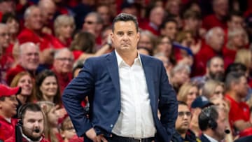 TUCSON, ARIZONA - JANUARY 04: Head coach Sean Miller of the Arizona Wildcats looks on during the game against the Arizona Wildcats at McKale Center on January 04, 2020 in Tucson, Arizona. The Arizona Wildcats won 75-47. (Photo by Jennifer Stewart/Getty Images)