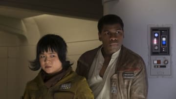 Star Wars: The Last Jedi..L to R: Rose (Kelly Marie Tran) and Finn (John Boyega)..Photo: David James..©2017 Lucasfilm Ltd. All Rights Reserved.
