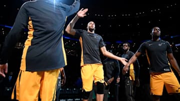 BOSTON, MA - DECEMBER 15: Rudy Gobert #27 of the Utah Jazz is introduced before the game against the Boston Celtics on December 15, 2017 at the TD Garden in Boston, Massachusetts. Copyright 2017 NBAE (Photo by Brian Babineau/NBAE via Getty Images)