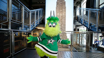 NEW YORK, NEW YORK - AUGUST 10: Victor E. Green of the Dallas Stars attends NHL Mascots at The Empire State Building on August 10, 2022 in New York City. (Photo by John Lamparski/Getty Images for Empire State Realty Trust)