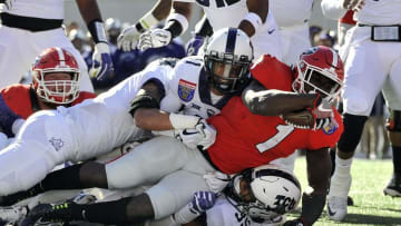 Dec 30, 2016; Memphis, TN, USA; Georgia Bulldogs running back Sony Michel (1) carries the ball for a touchdown against TCU Horned Frogs cornerback Ranthony Texada (11) during the first half at Liberty Bowl. Mandatory Credit: Justin Ford-USA TODAY Sports