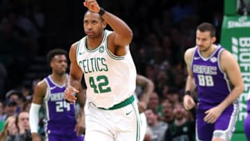 BOSTON, MASSACHUSETTS - MARCH 14: Al Horford #42 of the Boston Celtics celebrates after scoring against the Sacramento Kings during the first quarter at TD Garden on March 14, 2019 in Boston, Massachusetts. (Photo by Maddie Meyer/Getty Images)