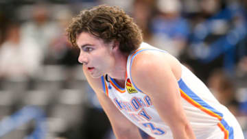 Josh Giddey #3 of the Oklahoma City Thunder during the first quarter against the Adelaide 36ers at Paycom Center on October 06, 2022 in Oklahoma City, Oklahoma. (Photo by Ian Maule/Getty Images)