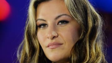 Feb 27, 2015; Los Angeles, CA, USA; UFC fighter Miesha Tate works as a commentator for Fox Sports 1 at the weigh-ins for UFC 184 at Staples Center. Mandatory Credit: Jayne Kamin-Oncea-USA TODAY Sports