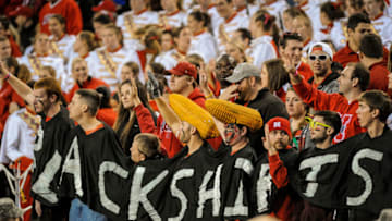LINCOLN, NE - NOVEMBER 17: Nebraska Cornhusker fans signal the start of the fourth quarter against the Minnesota Golden Gophers during their game at Memorial Stadium on November 17, 2012 in Lincoln, Nebraska. Nebraska won 38-14. (Photo by Eric Francis/Getty Images)
