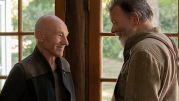 Pictured (l-r): Patrick Stewart as Picard; Jonathan Frakes as Riker of the the CBS All Access series STAR TREK: PICARD. Photo Cr: Trae Patton/CBS Â©2019 CBS Interactive, Inc. All Rights Reserved.