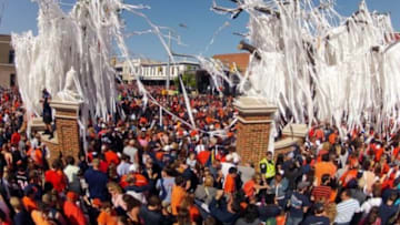 Apr 20, 2013; Auburn, AL, USA; Thousands of Auburn fans roll the Toomer