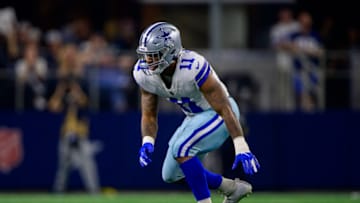 Dec 26, 2021; Arlington, Texas, USA; Dallas Cowboys outside linebacker Micah Parsons (11) in action during the game between the Washington Football Team and the Dallas Cowboys at AT&T Stadium. Mandatory Credit: Jerome Miron-USA TODAY Sports