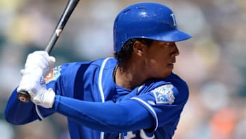 Kansas City Royals shortstop Raul Mondesi (27) - Mandatory Credit: Jake Roth-USA TODAY Sports