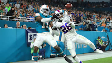 MIAMI GARDENS, FL - DECEMBER 31: E.J. Gaines MIAMI GARDENS, FL - DECEMBER 31: E.J. Gaines #28 of the Buffalo Bills deflects the pass during the fourth quarter against the Miami Dolphins at Hard Rock Stadium on December 31, 2017 in Miami Gardens, Florida. (Photo by Mike Ehrmann/Getty Images)