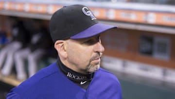 t4Sep 29, 2016; San Francisco, CA, USA; Colorado Rockies manager Walt Weiss (22) talking with fans before the start of the game against the San Francisco Giants at AT&T Park. Mandatory Credit: Neville E. Guard-USA TODAY Sports