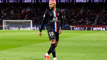 PARIS, FRANCE - FEBRUARY 01: Neymar Jr of Paris Saint-Germain looks on during the Ligue 1 match between Paris Saint-Germain and Montpellier HSC at Parc des Princes on February 01, 2020 in Paris, France. (Photo by Quality Sport Images/Getty Images)