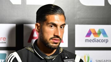 SINGAPORE, SINGAPORE - JULY 21: Emre Can of Juventus speaks on arrival at the stadium prior to the International Champions Cup match between Juventus and Tottenham Hotspur at the Singapore National Stadium on July 21, 2019 in Singapore. (Photo by Thananuwat Srirasant/Getty Images)