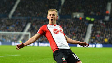 WEST BROMWICH, ENGLAND - FEBRUARY 03: James Ward-Prowse of Southampton celebrates scoring their third goal during the Premier League match between West Bromwich Albion and Southampton at The Hawthorns on February 3, 2018 in West Bromwich, England. (Photo by Tony Marshall/Getty Images)