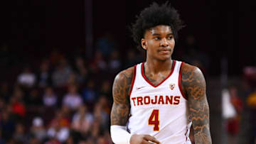 LOS ANGELES, CA - FEBRUARY 23: USC guard Kevin Porter Jr. (4) looks on during a college basketball game between the Oregon State Beavers and the USC Trojans on February 23, 2019 at Galen Center in Los Angeles, CA. (Photo by Brian Rothmuller/Icon Sportswire via Getty Images)