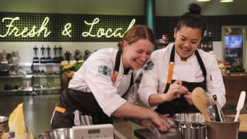 TOP CHEF -- "Trouble Brewing" Episode 1802 -- Pictured: (l-r) Sara Hauman, Jamie Tran -- (Photo by: David Moir/Bravo)
