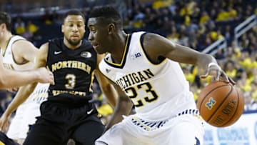 Dec 15, 2015; Ann Arbor, MI, USA; Michigan Wolverines guard Caris LeVert (23) dribbles in the first half against the Northern Kentucky Norse at Crisler Center. Mandatory Credit: Rick Osentoski-USA TODAY Sports