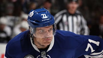 David Clarkson #71 of the Toronto Maple Leafs skates against the Pittsburgh Penguins at the Air Canada Centre on November 14, 2014. (Photo by Bruce Bennett/Getty Images)
