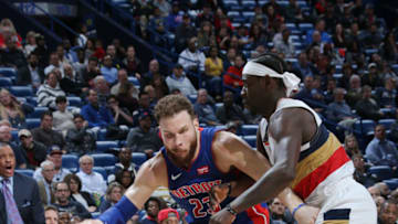 NEW ORLEANS, LA - JANUARY 23: Blake Griffin #23 of the Detroit Pistons drives to the basket against the New Orleans Pelicans on January 23, 2019 at the Smoothie King Center in New Orleans, Louisiana. NOTE TO USER: User expressly acknowledges and agrees that, by downloading and or using this Photograph, user is consenting to the terms and conditions of the Getty Images License Agreement. Mandatory Copyright Notice: Copyright 2019 NBAE (Photo by Layne Murdoch Jr./NBAE via Getty Images)