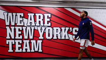 NEW YORK, NEW YORK - NOVEMBER 20: Julian Champagnie #2 of the St. John's Red Storm heads to the court prior to the game against the Columbia Lions at Carnesecca Arena on November 20, 2019 in New York City. (Photo by Steven Ryan/Getty Images)