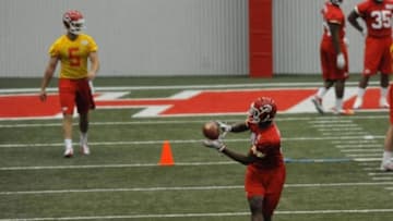May 12, 2013; Kansas City, MO, USA; Kansas City Chiefs tight end Demetrius Harris (47) catches a pass during the rookie mini camp at the University of Kansas Hospital Training Complex. Mandatory Credit: Denny Medley-USA TODAY Sports